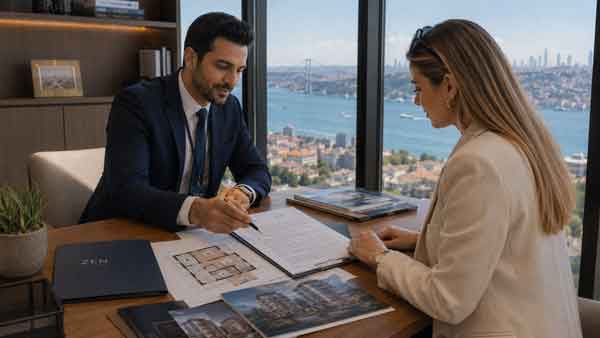 Reviewing property purchase agreement and documents in Istanbul